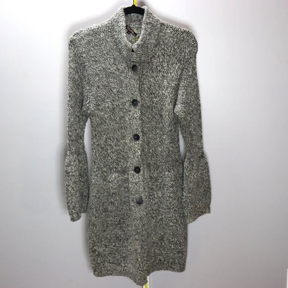 Elisabetta Collection Gray Knit Long Button Front Cardigan Sweater M - Picture 1 of 3
